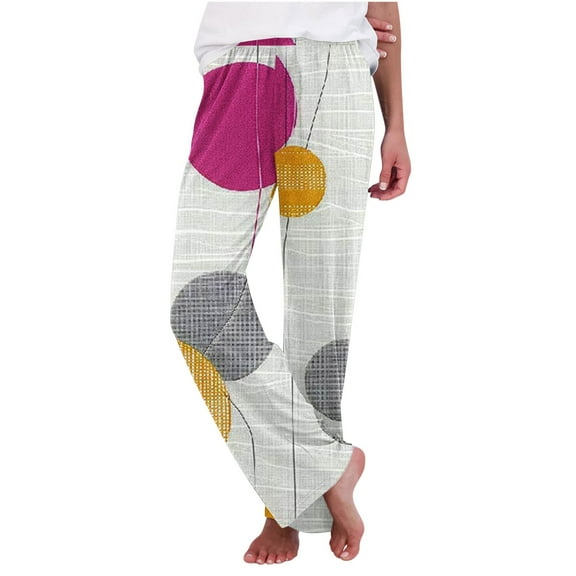 Tnhcen Women's Fashion Casual Printed Sleep Pants with Elastic Waist - Milk Silk Single-Sided Brushed Long Pants | Relaxed Fit Home Wear S-2XL