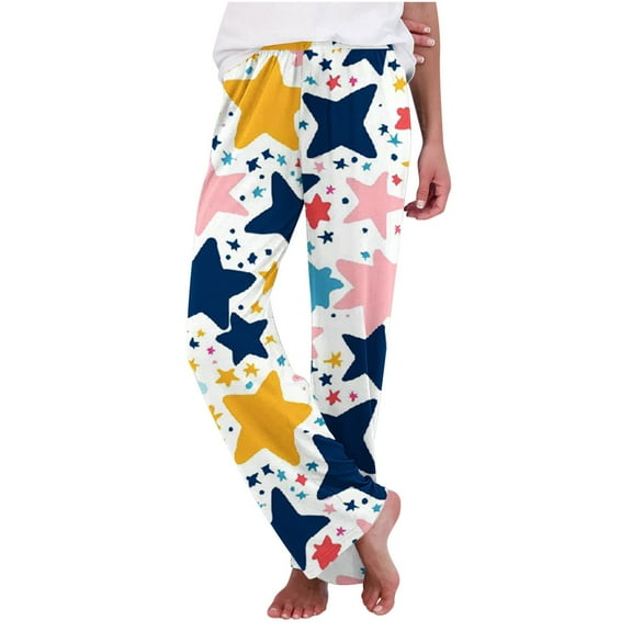 Tnhcen Women's Fashion Casual Printed Sleep Pants with Elastic Waist - Milk Silk Single-Sided Brushed Long Pants | Relaxed Fit Home Wear S-2XL