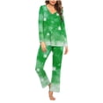 thumbnail image 1 of Tnhcen Women's Festive 2-Piece Christmas Snowflake Print Pajamas Set Cozy Soft V-Neck Long Sleeve Top Pants Set Nightwear Lounge Wear S-3XL, 1 of 4