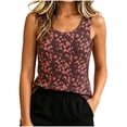 thumbnail image 1 of Tnhcen Women's Fleece Lined Tank Top Floral Print Thermal Underwear Sleeveless Round Neck Seamless Brushed Pajamas Warm Winter Base Layer Top M-2XL, 1 of 5