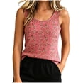 thumbnail image 1 of Tnhcen Women's Fleece Lined Tank Top Floral Print Thermal Underwear Sleeveless Round Neck Seamless Brushed Pajamas Warm Winter Base Layer Top M-2XL, 1 of 7