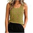 thumbnail image 1 of Tnhcen Women's Fleece Lined Tank Top Floral Print Thermal Underwear Sleeveless Round Neck Seamless Brushed Pajamas Warm Winter Base Layer Top M-2XL, 1 of 5
