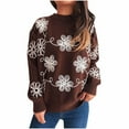thumbnail image 1 of Tnhcen Women's Floral Appliqué Sweater Crew Neck Knit Top Nylon Spandex Blend Long Sleeve Casual Pullover Floral Embroidery Comfort Wear S-L, 1 of 5