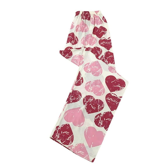 Tnhcen Women's Floral Print Pajama Pants Silky Satin Sleepwear Elastic Waist Lounge Pants Home Wear Loungewear Women's Sleepwear Gift
