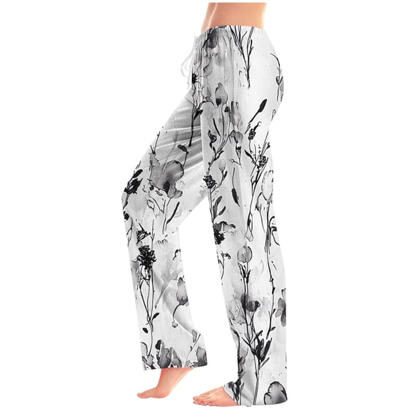 Tnhcen Women's Floral Print Pajama Pants Soft Wide Leg Sleepwear Elastic Waist Lounge Pants with Pockets Breathable Loungewear S-3XL Multiple Colors Available
