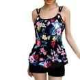 thumbnail image 1 of Tnhcen Women's Floral Print Strappy Halter Cutout Back Plus Size Two - Piece Tankini Swimsuit, Nylon Spandex Swimwear for Beach Pool Party, S - 5XL, 1 of 7