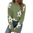 thumbnail image 1 of Tnhcen Women's Floral Print Sweater Acrylic Knit Top Crewneck Casual Pullover Long Sleeve Comfort Wear Floral Pattern Daily Soft Top S-XL, 1 of 8
