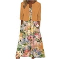thumbnail image 1 of Tnhcen Women's Floral Print Two Piece Set Cardigan and Dress Casual V - Neck Pockets Plus Size S - 2XL Soft Stretchy Fabric Spring Summer Outfit, 1 of 9
