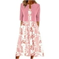 thumbnail image 1 of Tnhcen Women's Floral Print Two Piece Set Cardigan and Dress Casual V - Neck Pockets Plus Size S - 2XL Soft Stretchy Fabric Spring Summer Outfit, 1 of 9