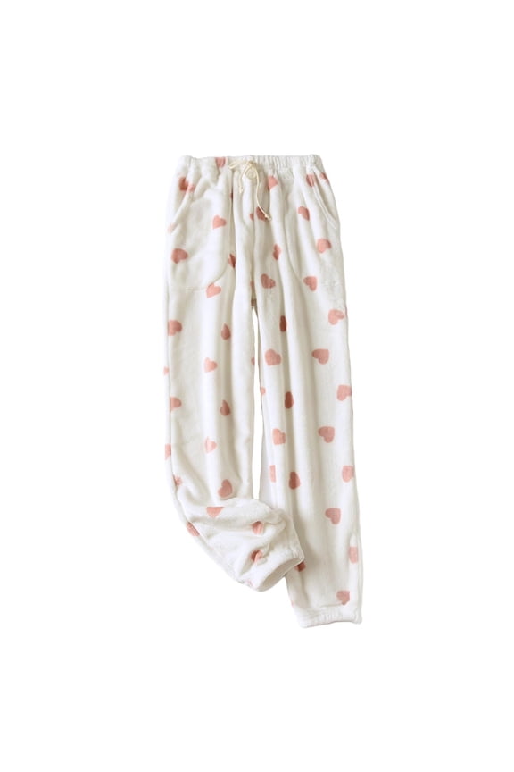 Tnhcen Women's Fluffy Print Flannel Fleece Pajama Pants - Loose Fit Drawstring Sleepwear with Pockets | M-XL Plus Size Cozy Home Wear