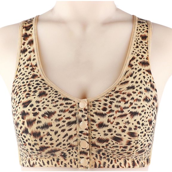 Tnhcen Women's Front Buckle Leopard Print Large Size Thin Steel Ring Gathered Bra Beautiful Back Seamless Light Thin Underwear Breathable Underwear for Women Comfort Wireless Bra