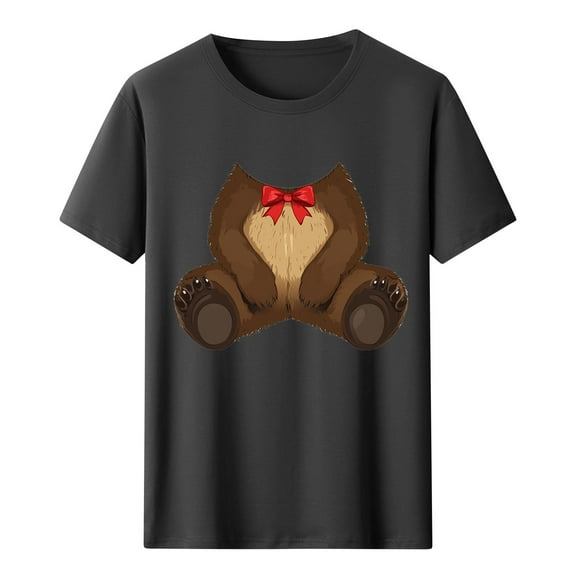 Tnhcen Women's Funny Cartoon Print Cotton Short Sleeve T-Shirt - Loose Fit Casual Basics Plus Size S-2XL Humorous Summer Tops