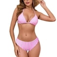 thumbnail image 1 of Tnhcen Women's Gingham Print Halter Bikini Set High Waisted Bikini Bottoms Plus Size Swimwear for Beach Pool Party Summer Vacation, 1 of 4