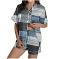 thumbnail image 1 of Tnhcen Women's Gradient Print Pajama Set Sleepwear Top & Bottom with Pocket Collar Stretchy Modal - like Fabric Short Sleeve Shorts Pajamas for Women S-2XL Home Wear Loungewear, 1 of 7