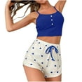 thumbnail image 1 of Tnhcen Women's Half Button Floral Print Cami Top Shorts Sleepwear Ribbed Pajamas Homewear Set S-XL, 1 of 4