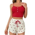 thumbnail image 1 of Tnhcen Women's Half Button Floral Print Cami Top Shorts Sleepwear Ribbed Pajamas Homewear Set S-XL, 1 of 3