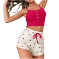 thumbnail image 1 of Tnhcen Women's Half Button Floral Print Cami Top Shorts Sleepwear Ribbed Pajamas Homewear Set S-XL, 1 of 4