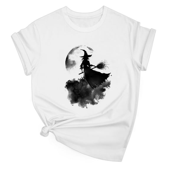 Tnhcen Women's Halloween Cute Cartoon Print Cotton T-Shirt - Short Sleeve Basic Tops Plus Size S-2XL Festive Seasonal Tops