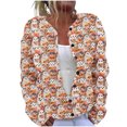 thumbnail image 1 of Tnhcen Women's Halloween Long Sleeve Button Down Cardigan Knit Top Plus Size Ribbed Sweater Loungewear Casual Fall Outerwear Matching Family Outfit S-3XL, 1 of 5