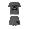 thumbnail image 1 of Tnhcen Women's Halloween Milk Silk Pajama Set Short Sleeve Round Neck Sporty Sleepwear Comfortable Loungewear S-XL Gray, 1 of 7