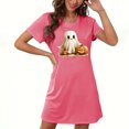 thumbnail image 1 of Tnhcen Women's Halloween Print Plus Size Short Sleeve Crewneck Sleepwear Dress | Soft Double Brushed Milk Silk Pajama Nightgown S-2XL | Plus Size Comfortable Sleepwear for Women, 1 of 3