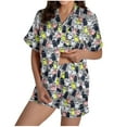 thumbnail image 1 of Tnhcen Women's Halloween Spider Web Pajama Set 2-Piece Collared Button Up Top Elastic Shorts Comfortable Sleepwear S-2XL Black, 1 of 8