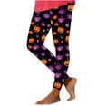 thumbnail image 1 of Tnhcen Women's Halloween Spooky Pumpkin Print Yoga Pants - Festive Stretch Leggings with Bat Motifs Fitted Activewear for Yoga & Parties Soft Brushed Fabric S-2XL, 1 of 6