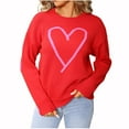 thumbnail image 1 of Tnhcen Women's Heart Print Sweater Soft Acrylic Knit Top Cute Valentine's Day Design Round Neck Long Sleeve Pullover Loose Fit Casual Wear Warm Winter Comfort S-XL Size, 1 of 9