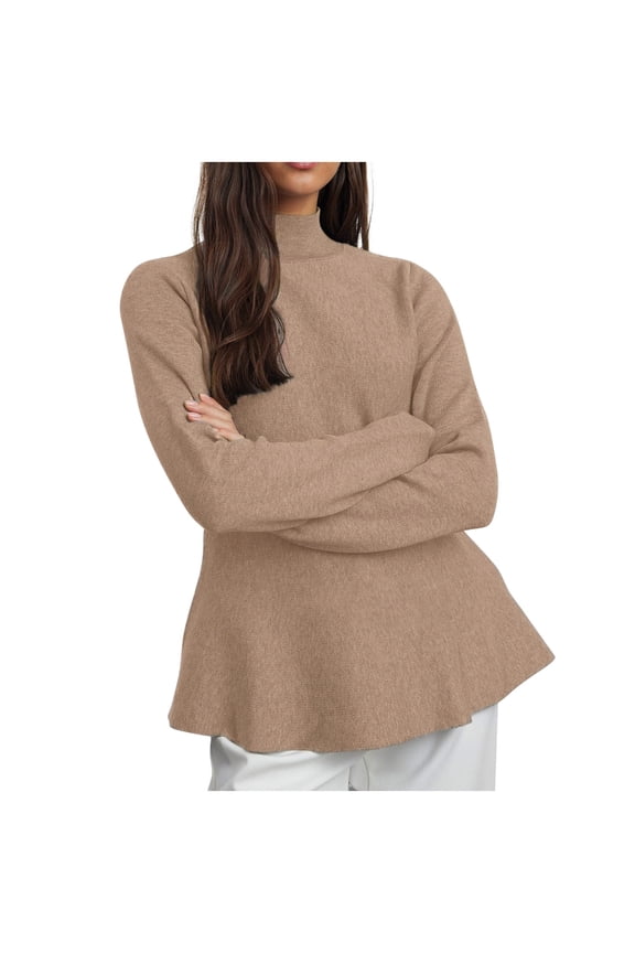 Women's High-Neck Sweater Loose Fit Knit Top Soft Nylon Spandex Material Casual Winter Wear Ribbed Hem Comfort S-XL