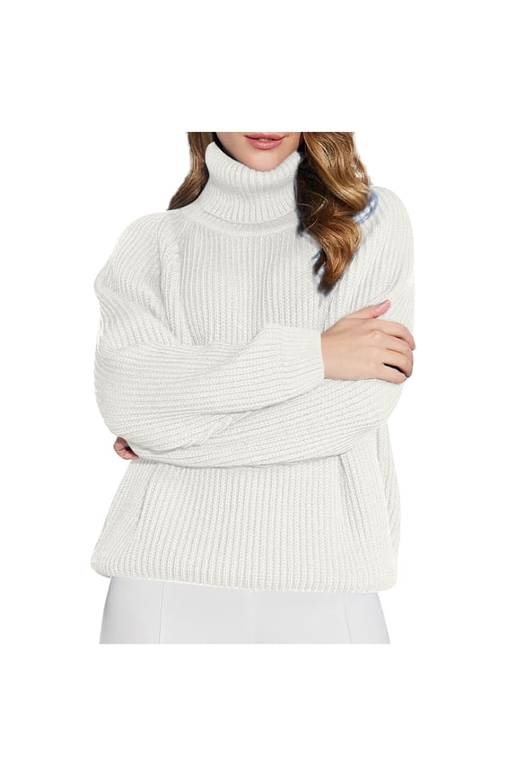 Women's High Neck Sweater Loose Fit Knit Top Soft Nylon Spandex Pullover Casual Long Sleeve Comfort Wear Autumn Winter Basic S-3XL