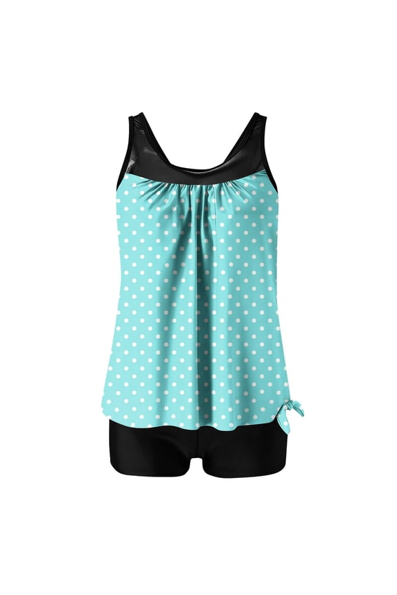 Women's High Waist Floral Print Tankini Swimsuit Set with Built - in Bra, Two Piece Swimsuit with Tummy Control for Women Sizes S - 2XL