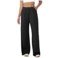 thumbnail image 1 of Tnhcen Women's High Waist Waffle-Knit Athletic Pants, Loose Fit Workout Lounge Wide Leg Pants with Pockets, S-2XL, 1 of 6