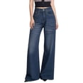 thumbnail image 1 of Tnhcen Women's High Waist Wide Leg Jeans Spring Casual Loose Fit 100% Denim Pants S - L Sizes Vintage Wash Comfortable Stretchy Durable Fashion Jeans for Daily Wear, 1 of 9