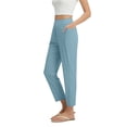 thumbnail image 1 of Tnhcen Women's High Waisted 9" Yoga Pants with Pockets, Tummy Control Workout Leggings, 95% Polyester 5% Spandex Twill Office to Gym Casual Pants S-2XL, 1 of 7
