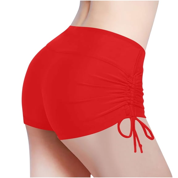 Tnhcen Women's High Waisted Bikini Swim Trunks Tummy Control Ruched Side Drawstring Yoga Shorts Beach Pants Quick Dry Nylon Spandex Solid Swimwear S-2XL