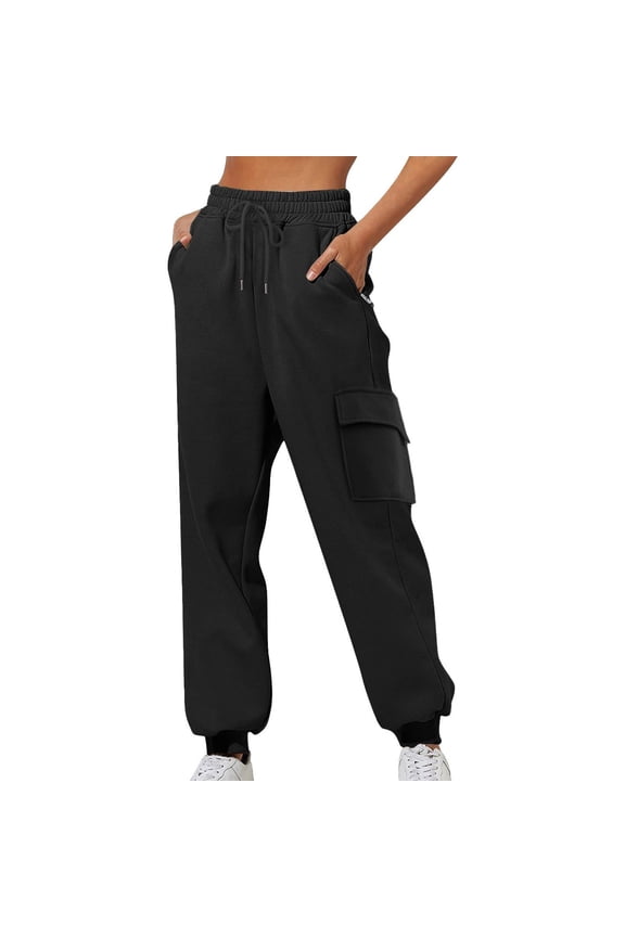 Women's High Waisted Drawstring Sweatpants with Zippered Cargo Pockets - Soft Japanese Joggers Elastic Waist Relaxed Fit S-3XL Casual Active Wear for Women