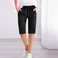 thumbnail image 1 of Tnhcen Women's High Waisted Loose Fit Shorts Casual Solid Color Pull-On Elastic Waist Shorts Washed Crease S-2XL Multiple Colors Available, 1 of 8