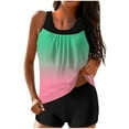 thumbnail image 1 of Tnhcen Women's High Waisted Modest Print Tankini Set 2 Piece Swimsuit Nylon Spandex Plus Size S - 2XL Beach Swimwear Summer Fashion Cover Up Swimsuits, 1 of 5