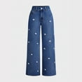 thumbnail image 1 of Tnhcen Women's High Waisted Retro Butterfly Embroidered Straight Leg Jeans Casual Vintage Wide Leg Jeans for Women Elastic Waist Pockets Denim Pants XS-XL, 1 of 4