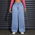 thumbnail image 1 of Tnhcen Women's High Waisted Retro Straight Leg Jeans - Casual Denim Wide Leg Pants with Pocket Detail Classic Vintage Style for All Body Types Stretchy Fit XS-XL, 1 of 7