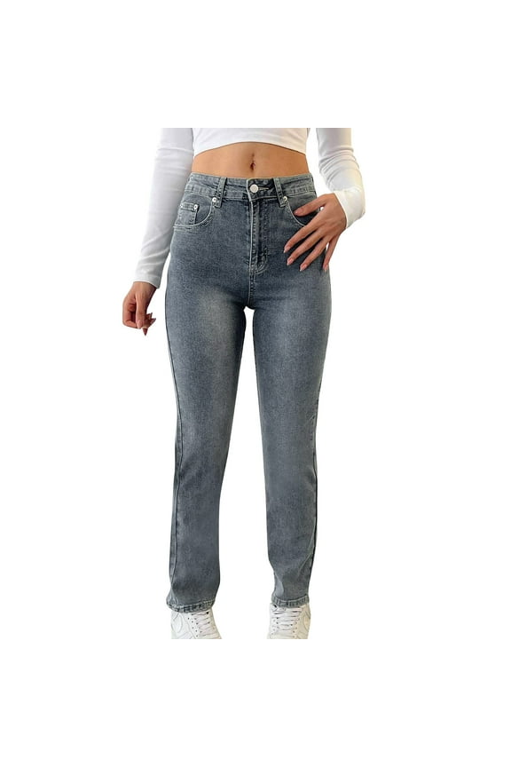 "Women's High-Waisted Slim Fit Stretch Jeans - PreShrunk Denim Multi-Pocket Jeans with Button Zipper Closure Slim Ankle Jeans for Women (S-XL) Comfortable Stretchy Jeans"