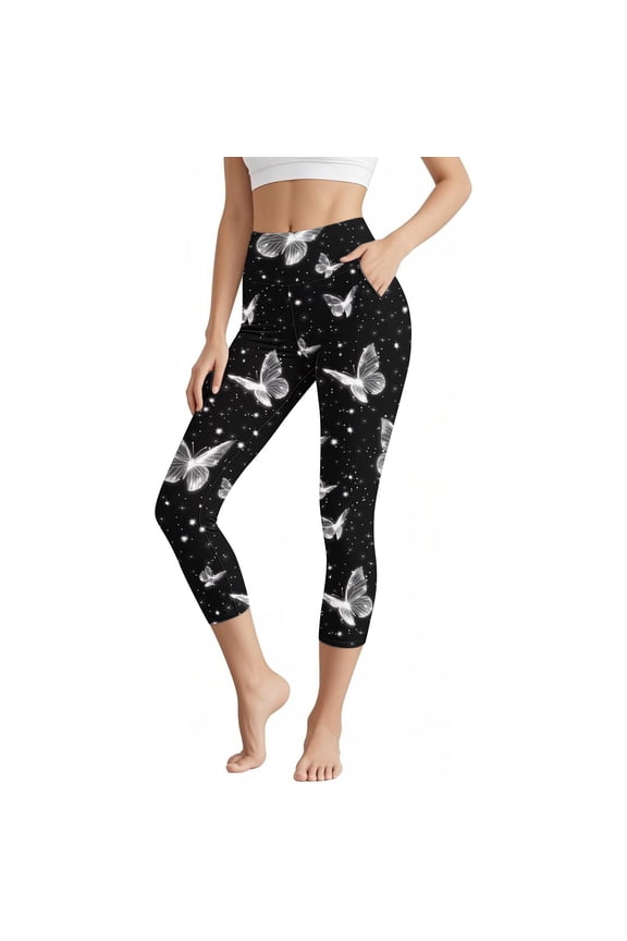 Women's High Waisted Sporty Print Yoga Pants - Stretchy 7/8 Leggings for Women with Activewear Style & Casual Versatility S-3XL