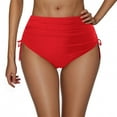 thumbnail image 1 of Tnhcen Women's High Waisted Swim Bottoms Solid Color Tie Side Ruched Swim Trunks S-2XL Nylon Spandex Women's Swimwear Summer Beach Bikini Bottoms, 1 of 4