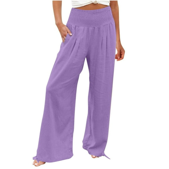 Tnhcen Women's High-Waisted Wide Leg Pants · 60% Cotton 40% Linen Pre-Shrunk Trousers · Plus Size Loose Fit Casual Palazzo Pants 3XL