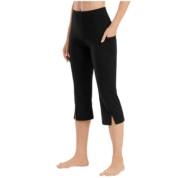 Tnhcen Women's High-Waisted Yoga Pants with Pockets · Split-Hem Capris Workout Trousers · Gabardine Stretch Fitness Capris · Casual Comfort Ankle Pants S-2XL