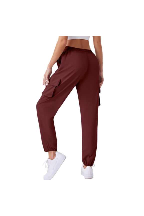 Women's Hiking Cargo Pants Quick Dry Active Wear Lightweight Breathable Outdoor Sporting Trousers with Elastic Waist & Ankle Cuff for Spring Summer Hiking Camping Walking