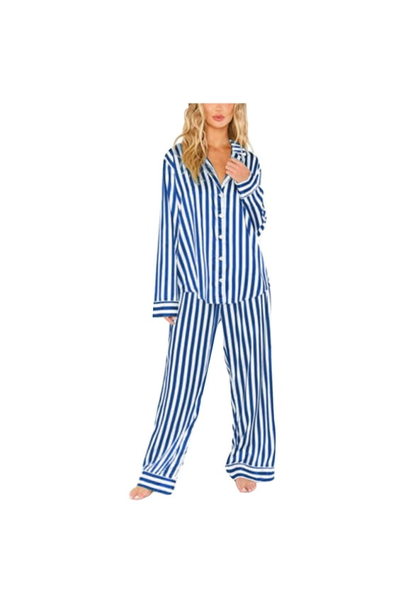 Women's Homewear Pajama Set Long Sleeve Sleepwear Nightwear Button Down Pjs Set