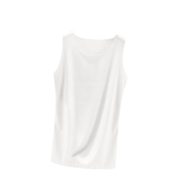 Tnhcen Women's Ice Silk Crewneck Seamless Sleeveless Sleepwear Top - Plus Size Summer Pajamas L-2XL Cool Breathable Undershirt for Women