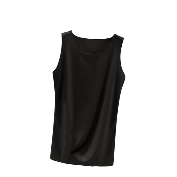 Tnhcen Women's Ice Silk Crewneck Seamless Sleeveless Sleepwear Top - Plus Size Summer Pajamas L-2XL Cool Breathable Undershirt for Women