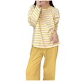 thumbnail image 1 of Tnhcen Women's Imitation Cotton Sleepwear Set Stripe print Long Sleeved Pants Pajamas Set Casual Loose Home Wear Set M-4XL, 1 of 5